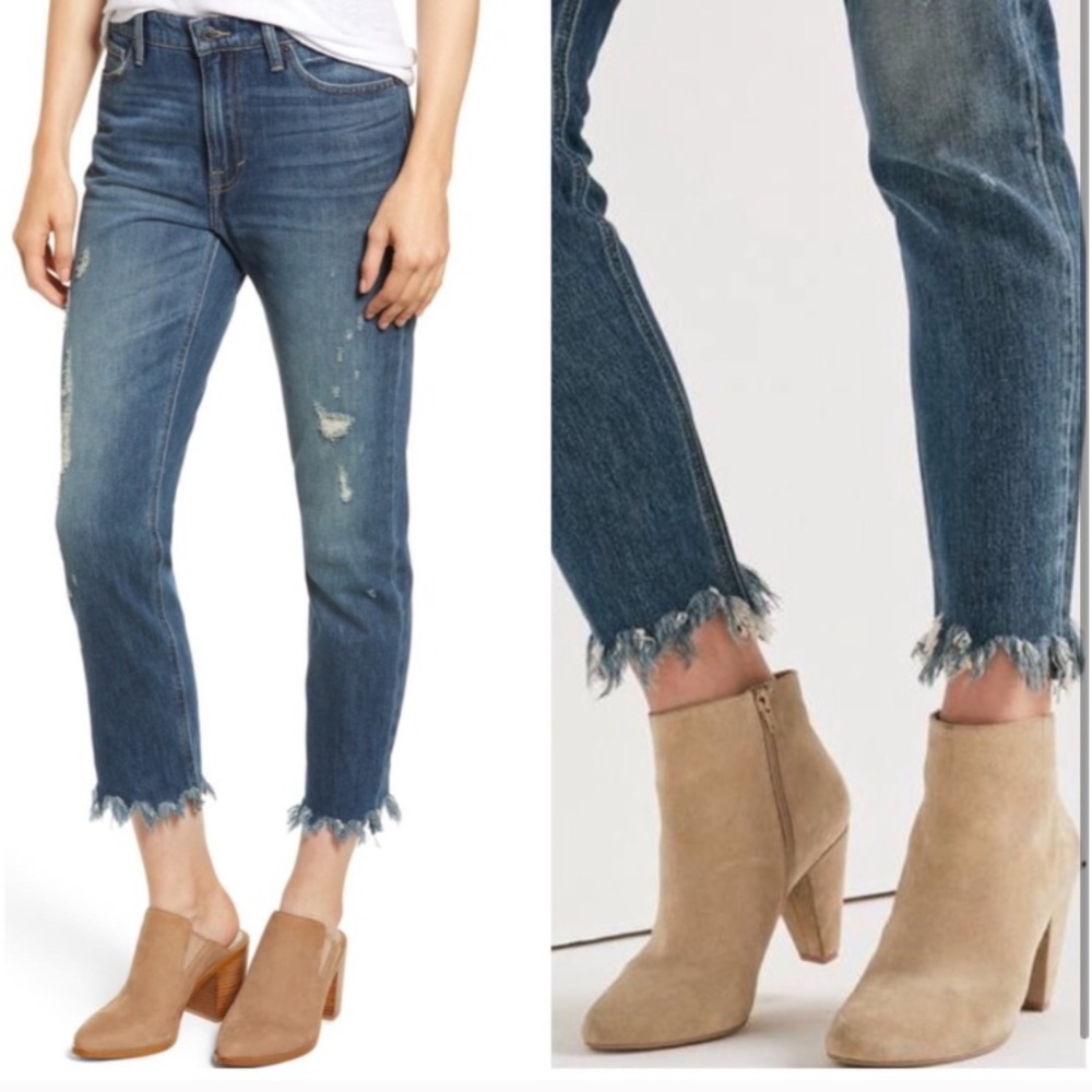 Lucky Brand Sienna Distressed Boyfriend Jeans Ironato size 25 Frayed Hem NEW